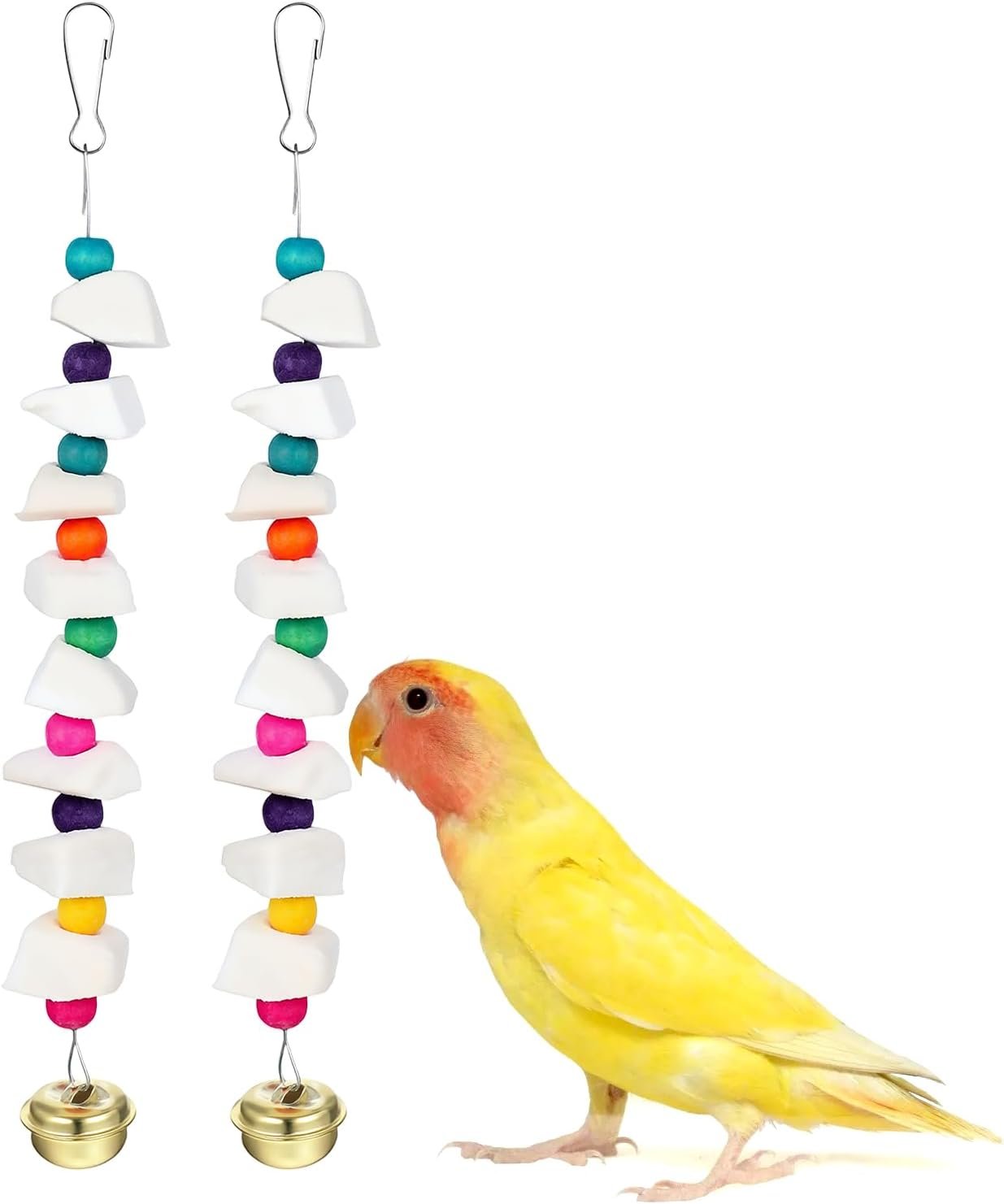 Lusofie 2 Pack Bird Beak Grinding Stone – Cockatiel Bird Toy with Cuttlebone and Beak Grinding Stone – Small to Medium Birds Cage Accessories for Parakeets Budgies Cockatiels Lovebirds Conures