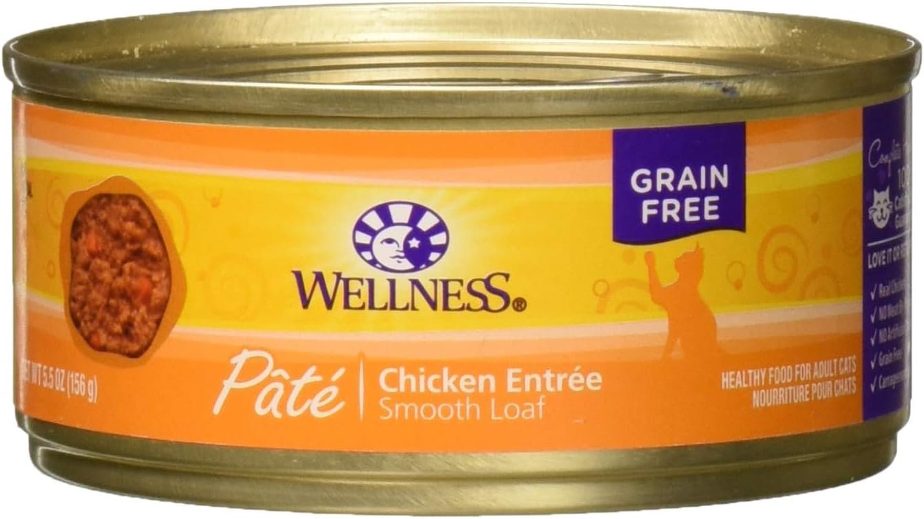 Wellness, Complete Health Pate Chicken Entree Grain-Free Wet Cat Food Cans, 5.5 Ounce