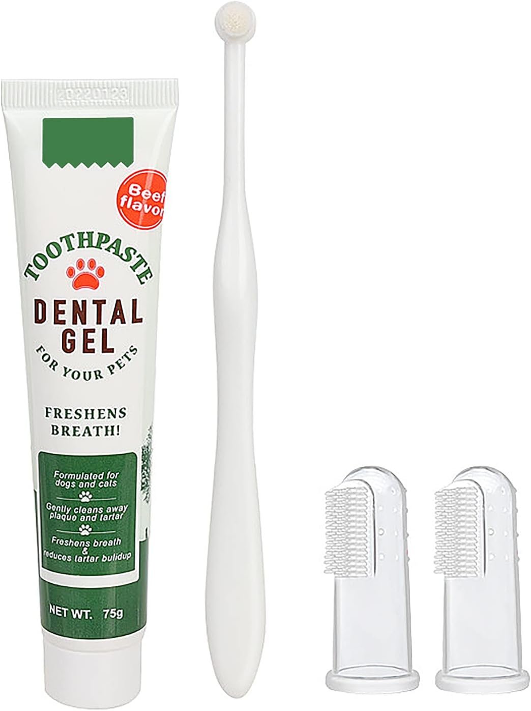 Pet Dog Tooth Brushing Kit – Dog Finger Toothbrush, 360° Toothbrush & Beef Flavor Toothpaste for Dogs Puppy Cats Teeth Oral Cleaning, Fresh Breath, Reduces Plaque & Tartar Buildup Dental Care Kit