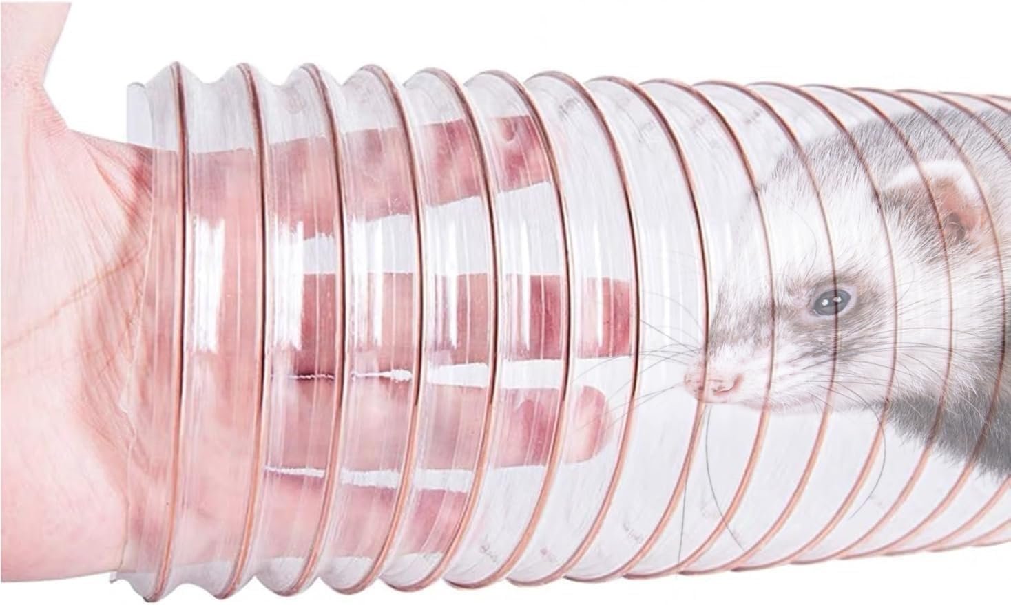 Pet Products Transparent Thru-Way – 46In Interactive Tunnel for Ferrets F Rat Guinea Pig Ratand Small Pets, Transparent and Flexible Design Allows for Better Observation of Pets Playing and Exploring