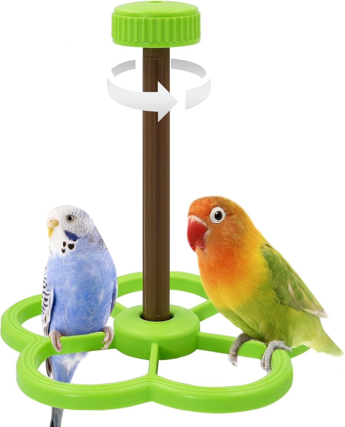 Washable Bird Spinning Toy, 360° Rotation Parrot Perch with Anti-Slip Texture, Sturdy Hanging Parakeet Toys with 1.8” Larger Washer Fit Most Birds Cage, Bird Cage Toy for Cockatiel Budgie