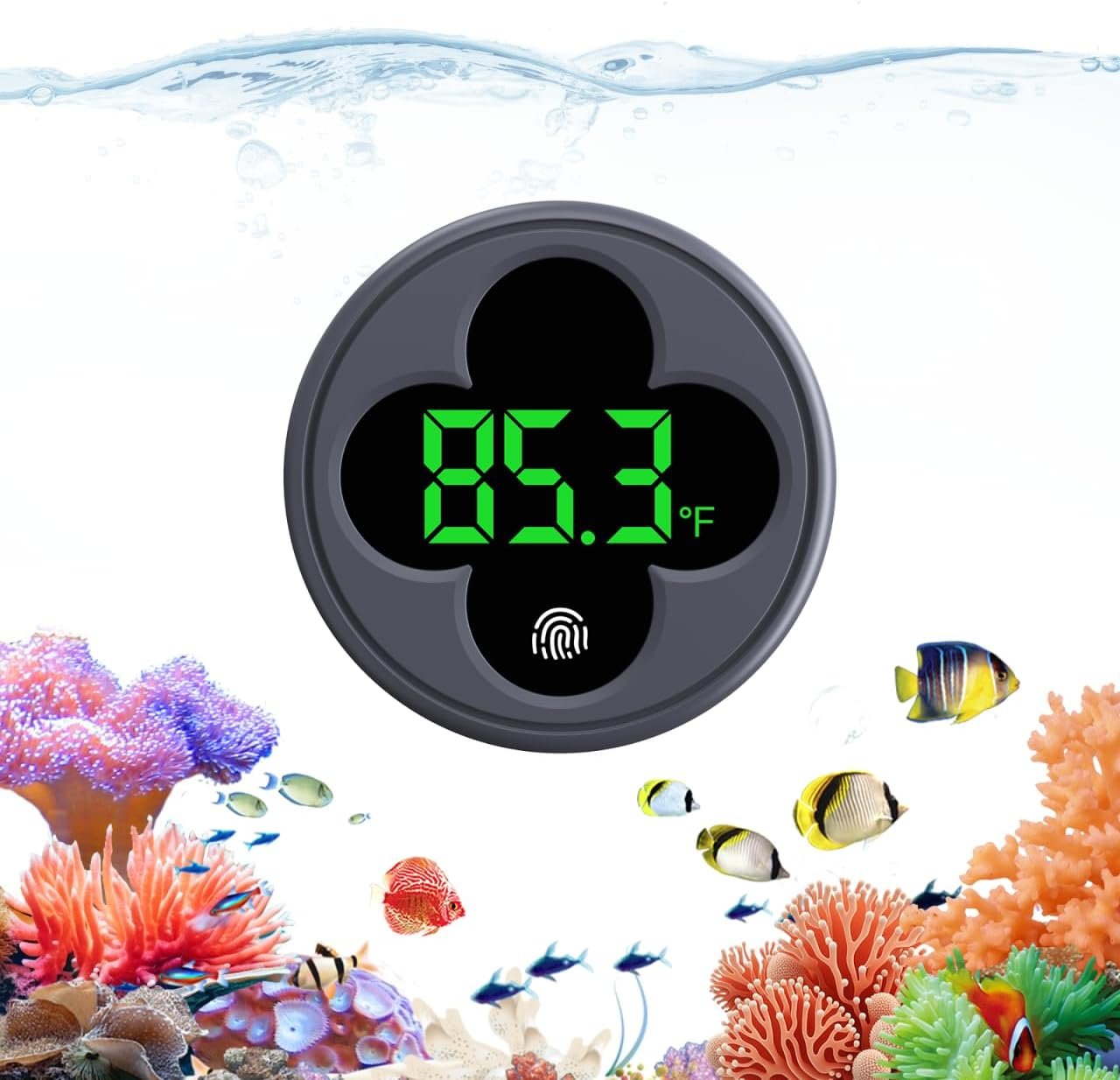 PAIZOO Aquarium Thermometer Digital, LED Fish Tank Thermometer Wireless Accurate Temperature Gauge to ±0.9℉, Aquarium Accessories for Fish Tank, Betta, Axolotl Tank or Aquatic, Replaceable Battery