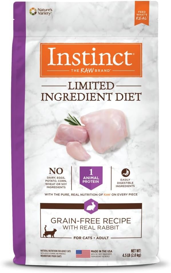 Instinct Limited Ingredient Diet, Natural Dry Cat Food, Grain Free Recipe – Real Rabbit, 4.5 lb. Bag