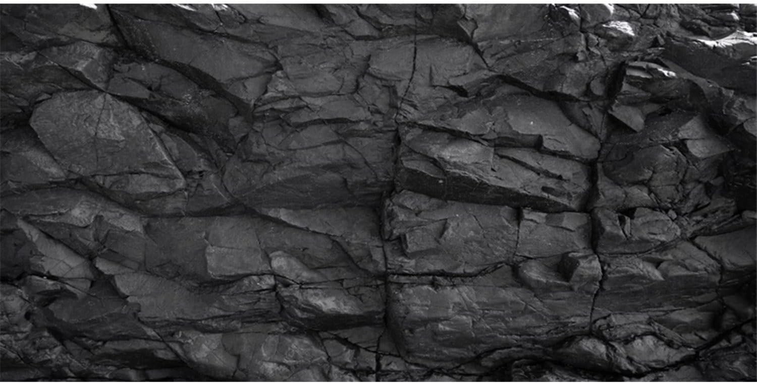 AWERT 72×24 inches Stone Aquarium Background Black Rock Fish Tank Background Rocky Terrarium Background Vinyl