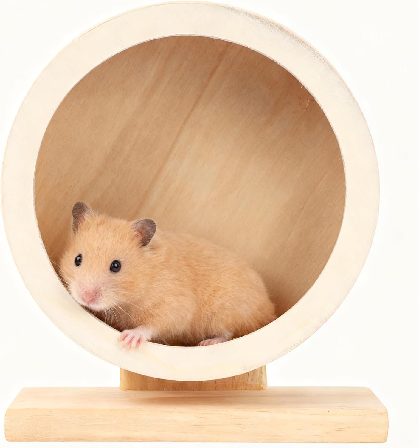 Wooden Hamster Wheels 5.7 Inch Silent Exercise Running Wheel Prevents Boredom Depression for Hamster Gerbil Mice Chinchillas Guinea Pigs (S)