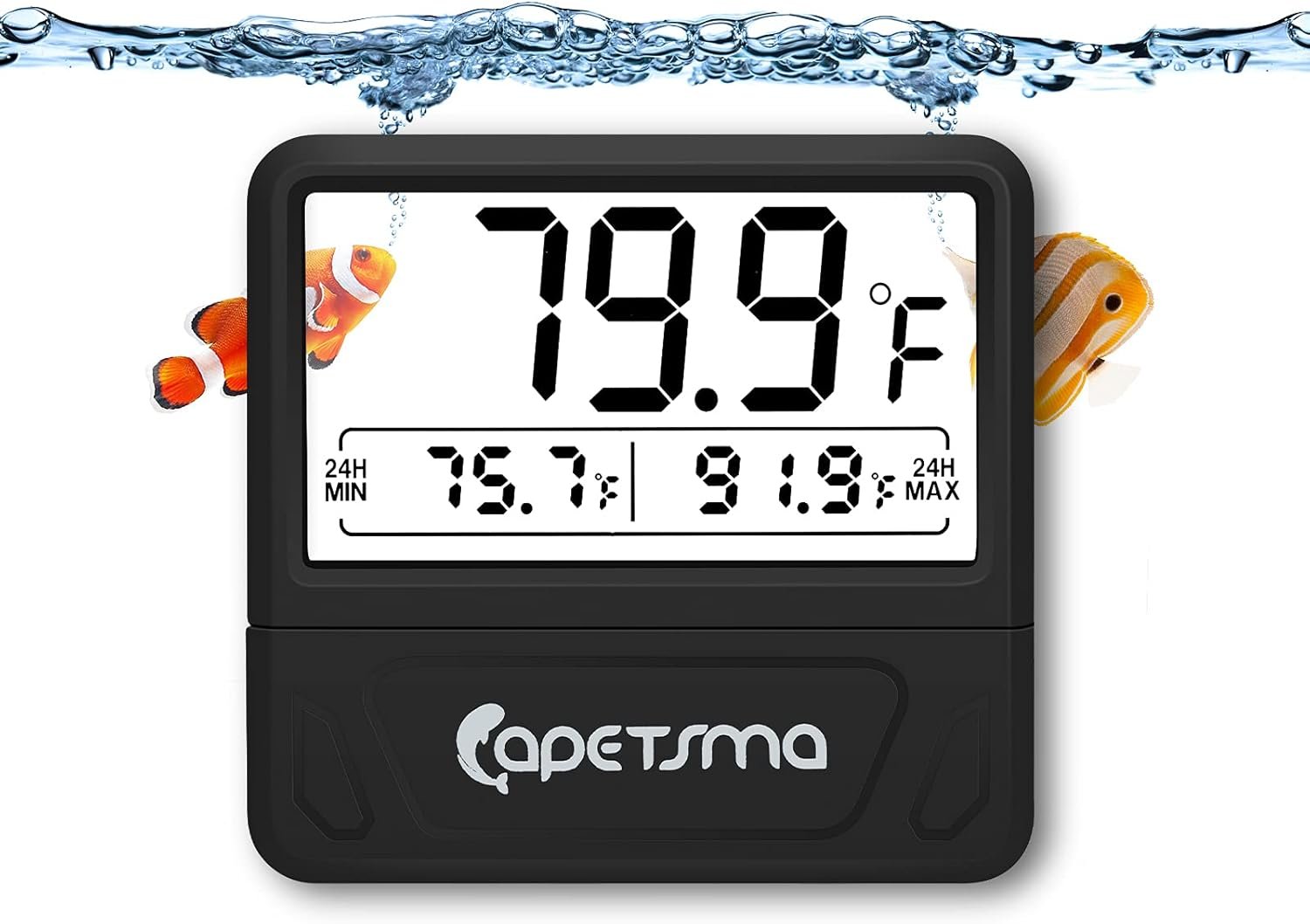 capetsma Aquarium Thermometer Digital Fish Tank Thermometer Large LCD Screen Records High & Low Water Temperature in 24 hrs