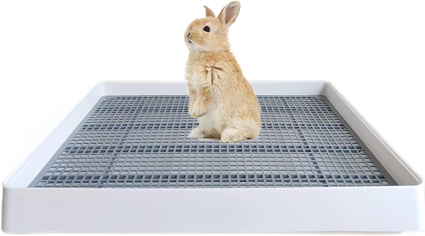 PODOO Rabbit Litter Box – Training Potty Tray for Guinea Pig & Small Pets · Spacious Grid Pan with Low Entrance, Easy-Clean & Odor-Resistant—Helps Keep a Clean Cage and Reduce Mess