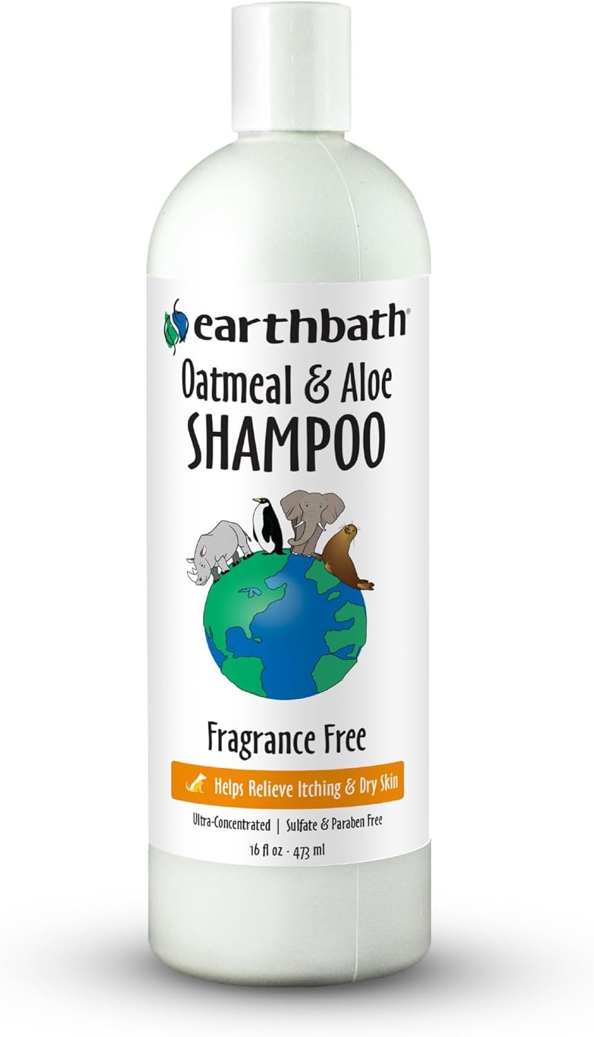 earthbath, Oatmeal & Aloe Dog Shampoo – Oatmeal Shampoo for Dogs, Itchy, Dry Skin Relief, Dog Wash, Made in USA, Cruelty Free, Fragrance Free Pet Shampoos – 16 Oz (1 Pack)