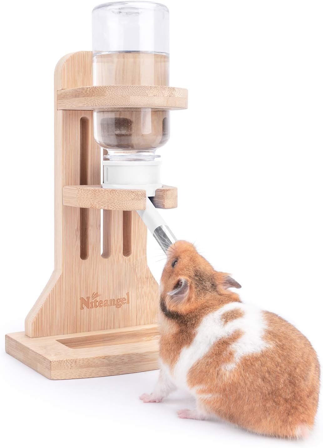 Niteangel Water Bottle with Stand for Syrian Dwarf Hamsters Gerbils Mice Rats Degus Small pet Rodents(White)