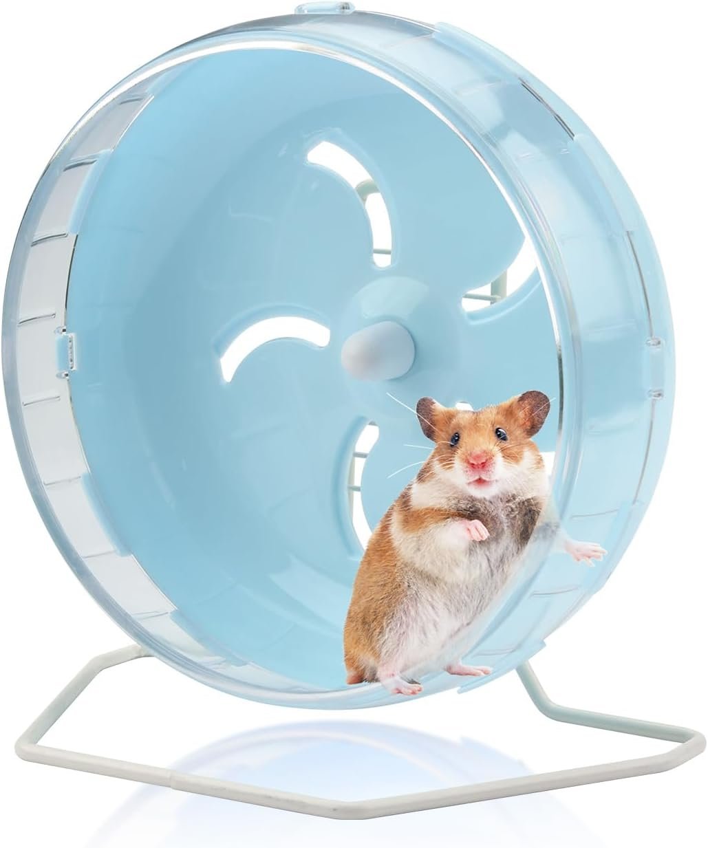 Blue 8.4″ Silent Hamster Wheel with Height-Adjustable Stand, Quiet Spinning Hamster Exercise Wheels, Small Animal Chinchilla Running Toys Cage Accessories for Gerbils Mice Rats (Blue)