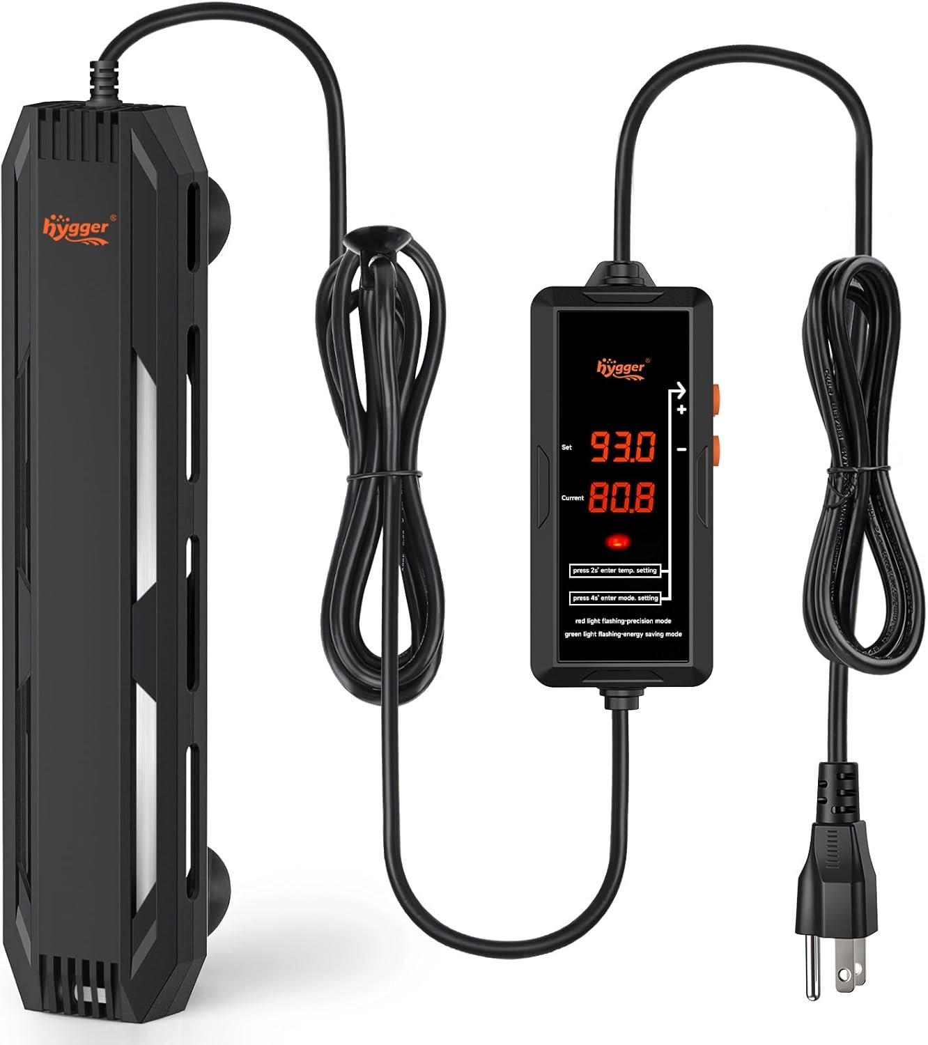 hygger Submersible Aquarium Heater, Adjustable Temperature Fish Tank Heater with Overheat & Dry Run Protection Alarm for Freshwater Saltwater Fish Tanks, 300W for 40-70 Gallon