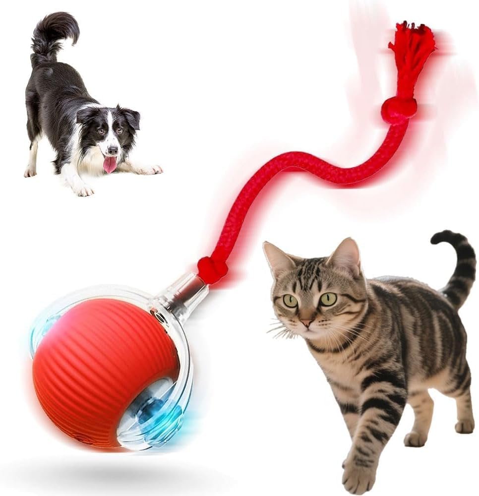 Interactive Cat Toys for Indoor Cats, 2026 New Motion Activated Cat Balls with 360° Smart Automatic Rolling Moving for Bored Pet Cats Dogs (Red)
