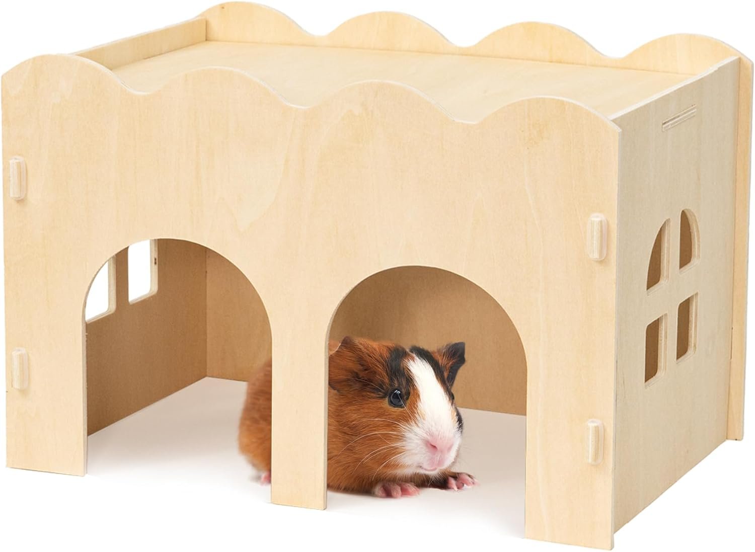 Bifeaw Natural Wooden Chew-Proof Guinea Pig Hideout | for Small Pets