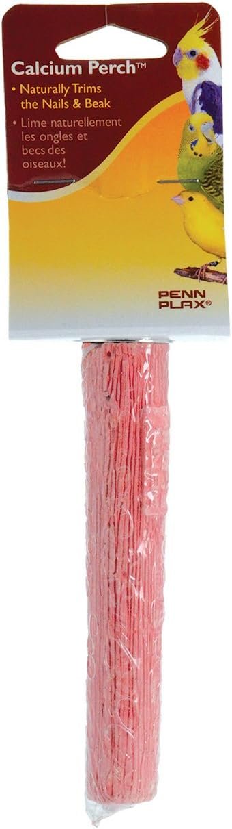Penn-Plax Bird-Life Calcium Trimmer-Perch, Naturally Trims Nails & Beak – Easy-Mounting Bird Perch Stand for Cages – Great for Parakeets, Parrotlets, Lovebirds and Other Small Birds. – Red, 5 Inch