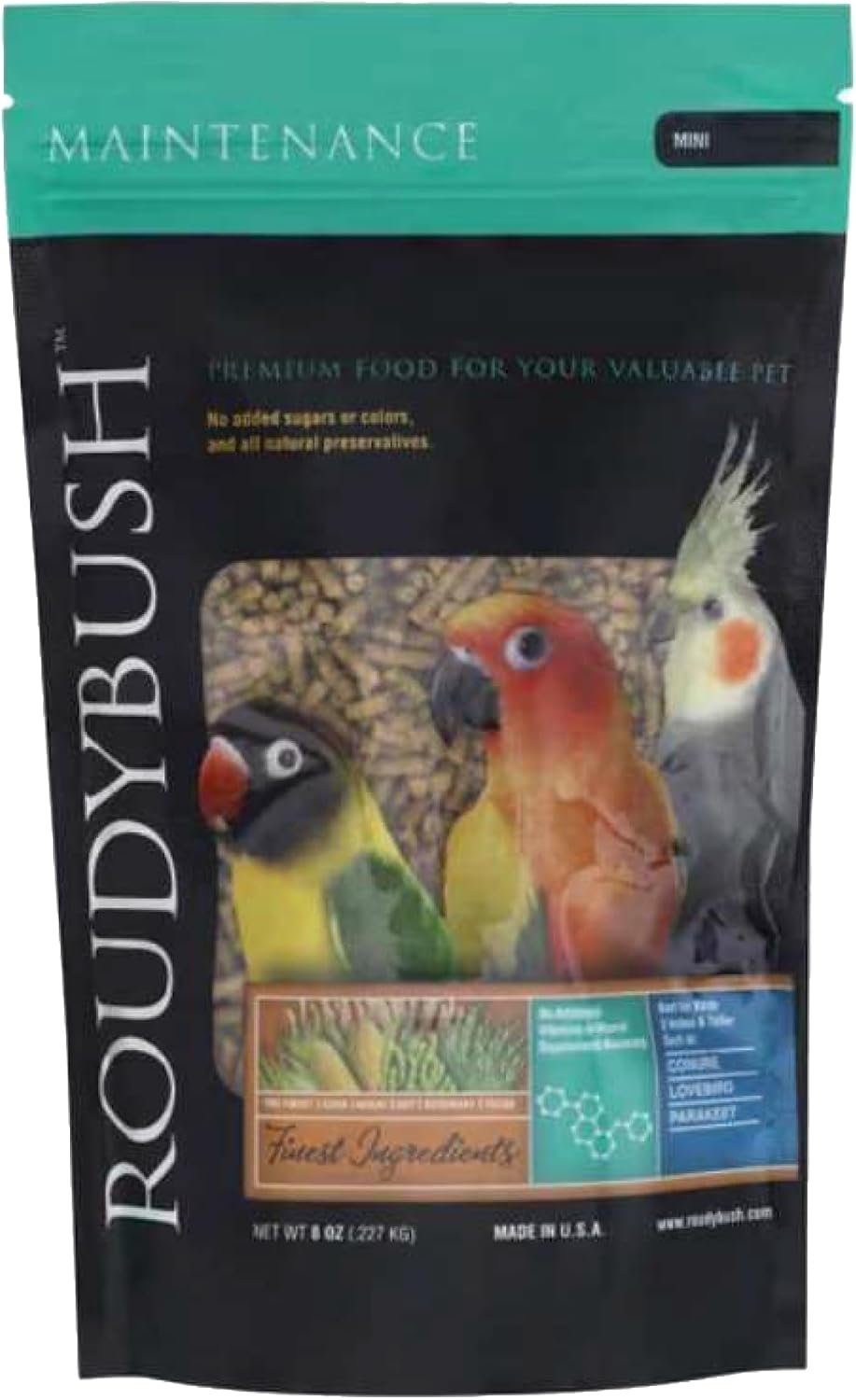 RoudyBush Daily Maintenance Food for Birds – Scientifically Formulated Bird Feed – Bird Food Pellets w/Corn, Wheat, Soy & More – Nutritious & Healthy Feed for Birds (Mini, 8oz)