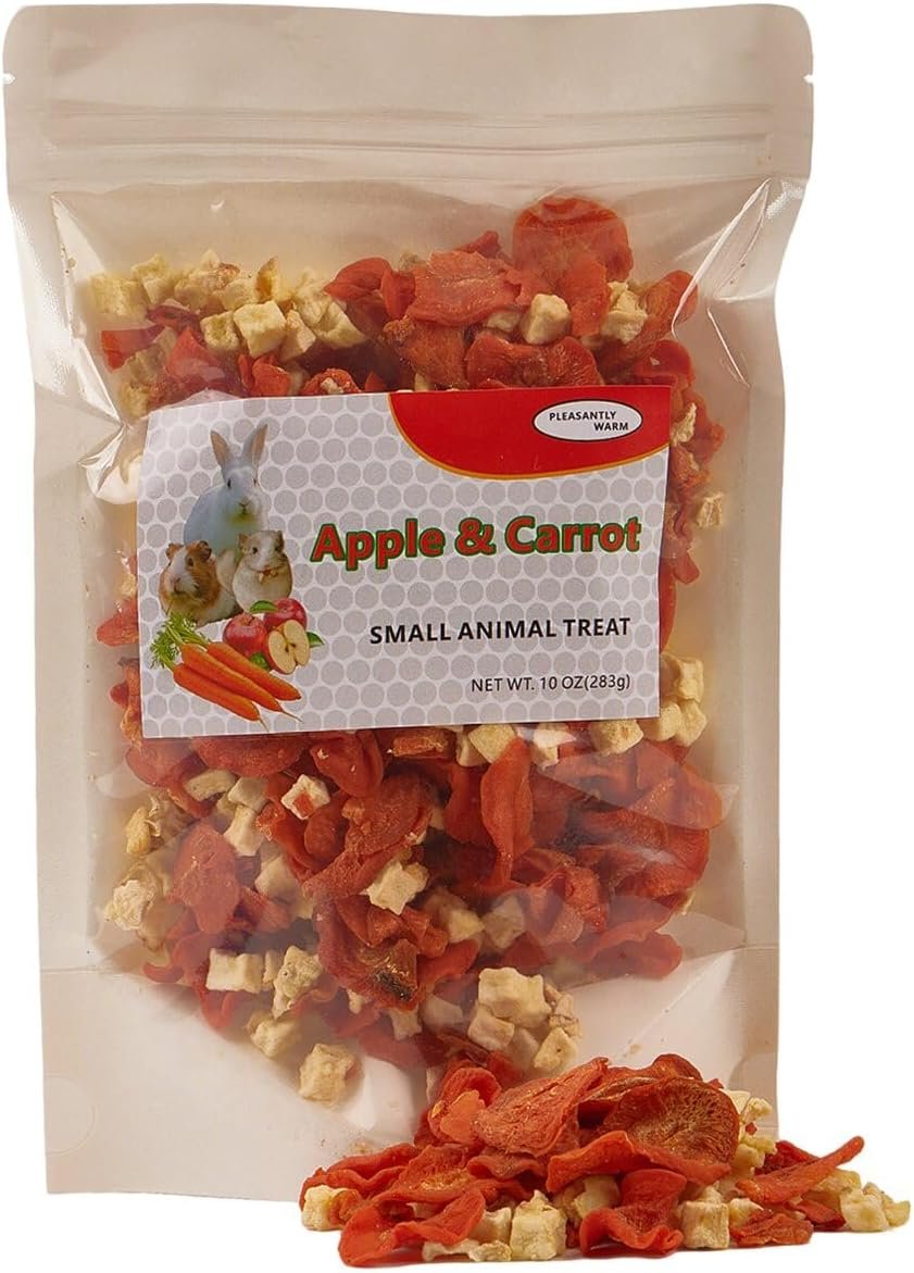 Dehydrated Apple & Carrot Mix for Chinchillas, Guinea Pigs, Rabbits, Hamsters, Small Pets – Herbivore Treat Snacks (10 Ounce, Pack of 1)