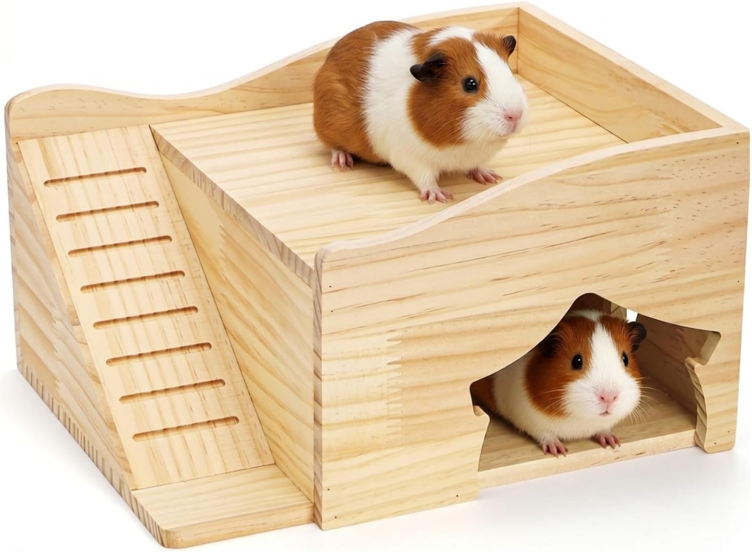 Covzoe Guinea Pig Hideout, Large Hamster Wood House Castle with Stairs and Window, No Assembly Required, Small Animal Bed Hut Habitats, Ideal for Chinchillas Dwarf Mice Gerbils