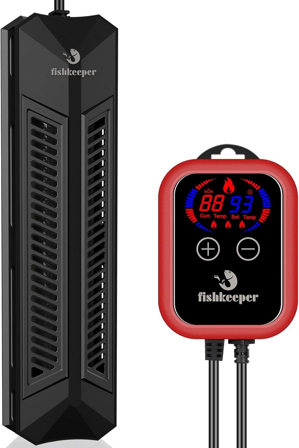 fishkeeper Aquarium Heater, 1000 W Adjustable Fish Tank Heater with Digital Display Controller, Submersible Water Heater with Over-Temperature Protection for Saltwater Freshwater 106-264 Gallon