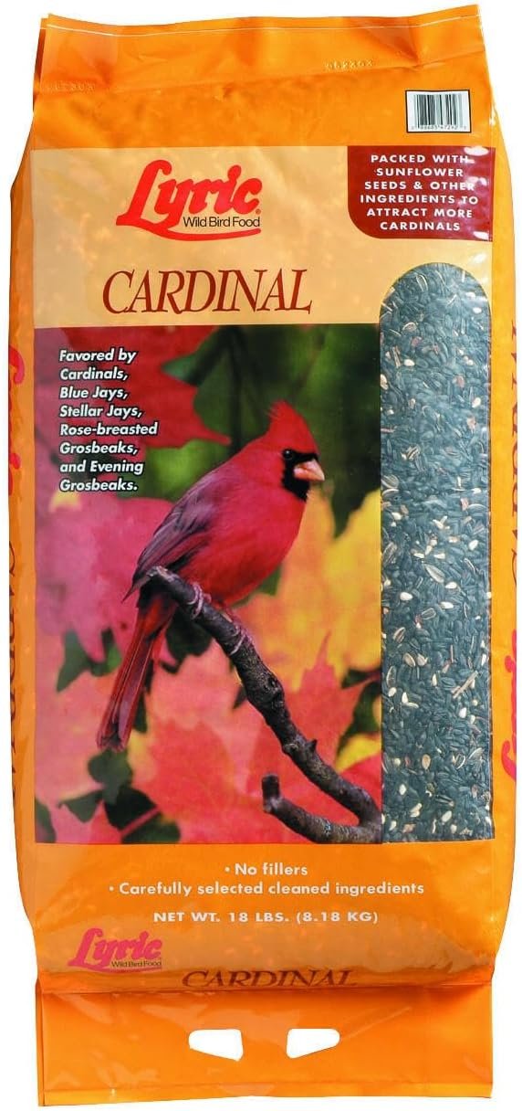 Lyric Cardinal Wild Bird Seed for Outside Feeders – Premium Sunflower & Safflower Bird Seed Mix for Cardinals, Grosbeaks, Blue Jays & More, 18 lb Bag