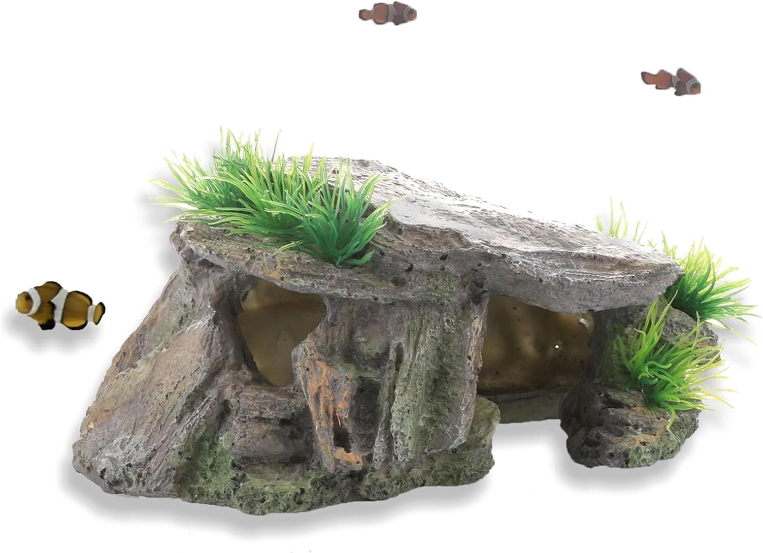 Betta Fish Hideout Cave Aquarium Rock Decor for Small Tank – 5.5 x 2.9″ | Shelter for Betta Fish Guppies Shrimp / Natural Stone Look / Lightweight Resin