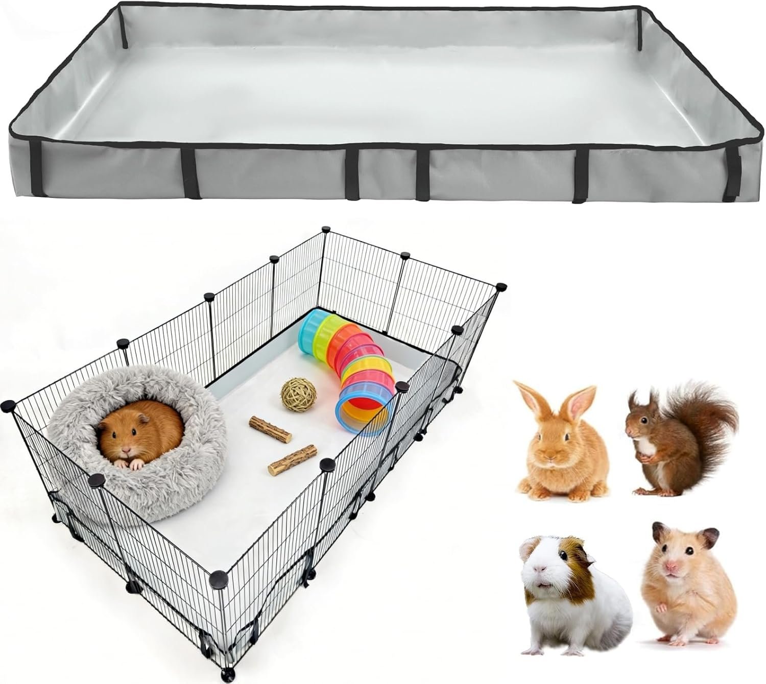 DZWLKJ Guinea Pig Cage Liner Tarp Bottom Waterproof and Washable Base Also for Rabbits, Bunny, Chinchesillas, Hedgehog, Ferrets and Other Small Animals(24×48 inches)