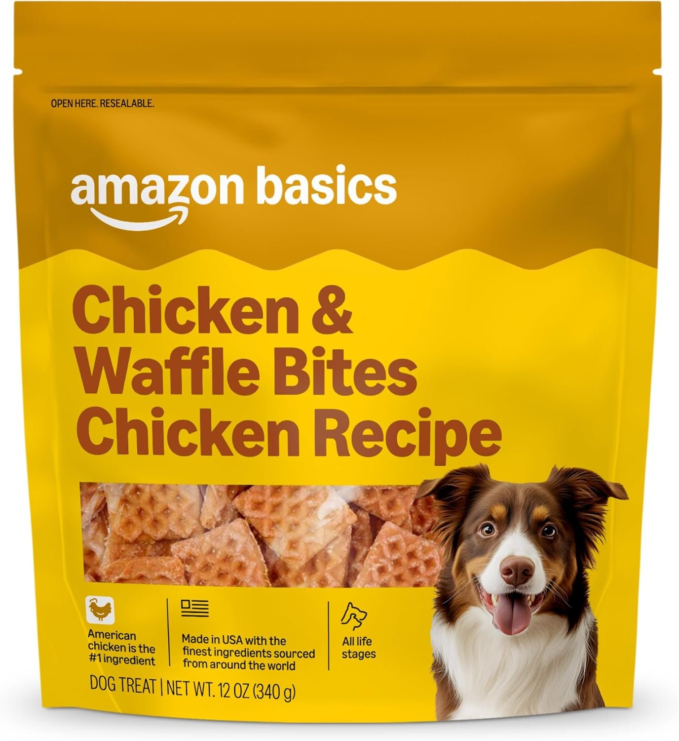 Amazon Basics Dog Treats Chicken and Waffle Bites 12oz (Previously Wag)