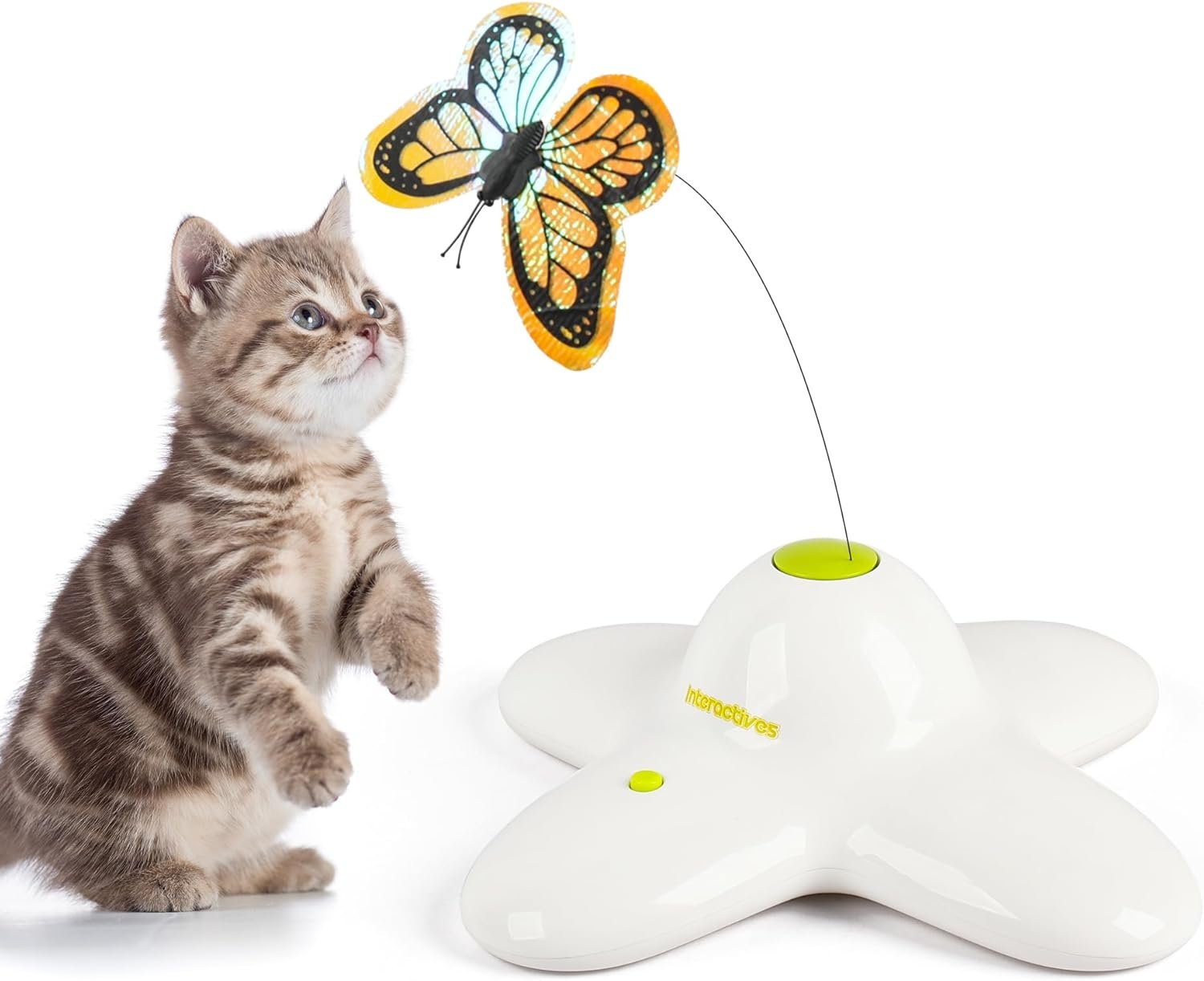 All for Paws Cat Toys Interactive Butterfly Flutter Bug Cat Automatic Toy Stimulating Kitty Toys Enrichment for Indoor Cats