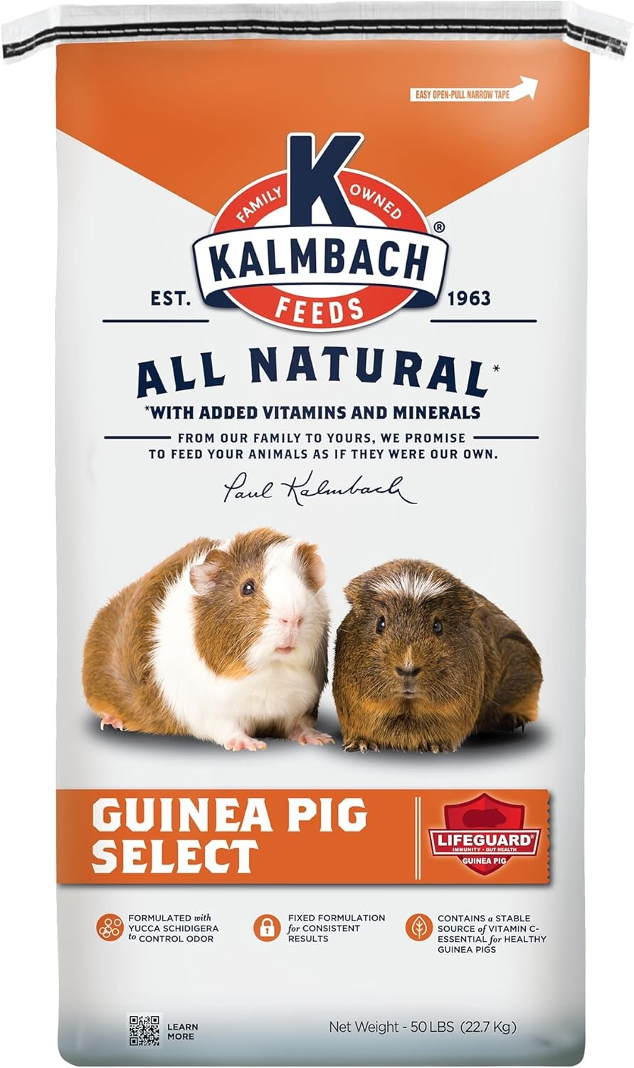 Kalmbach Feeds Guinea Pig Select Pelleted Food, 50 lb Bag