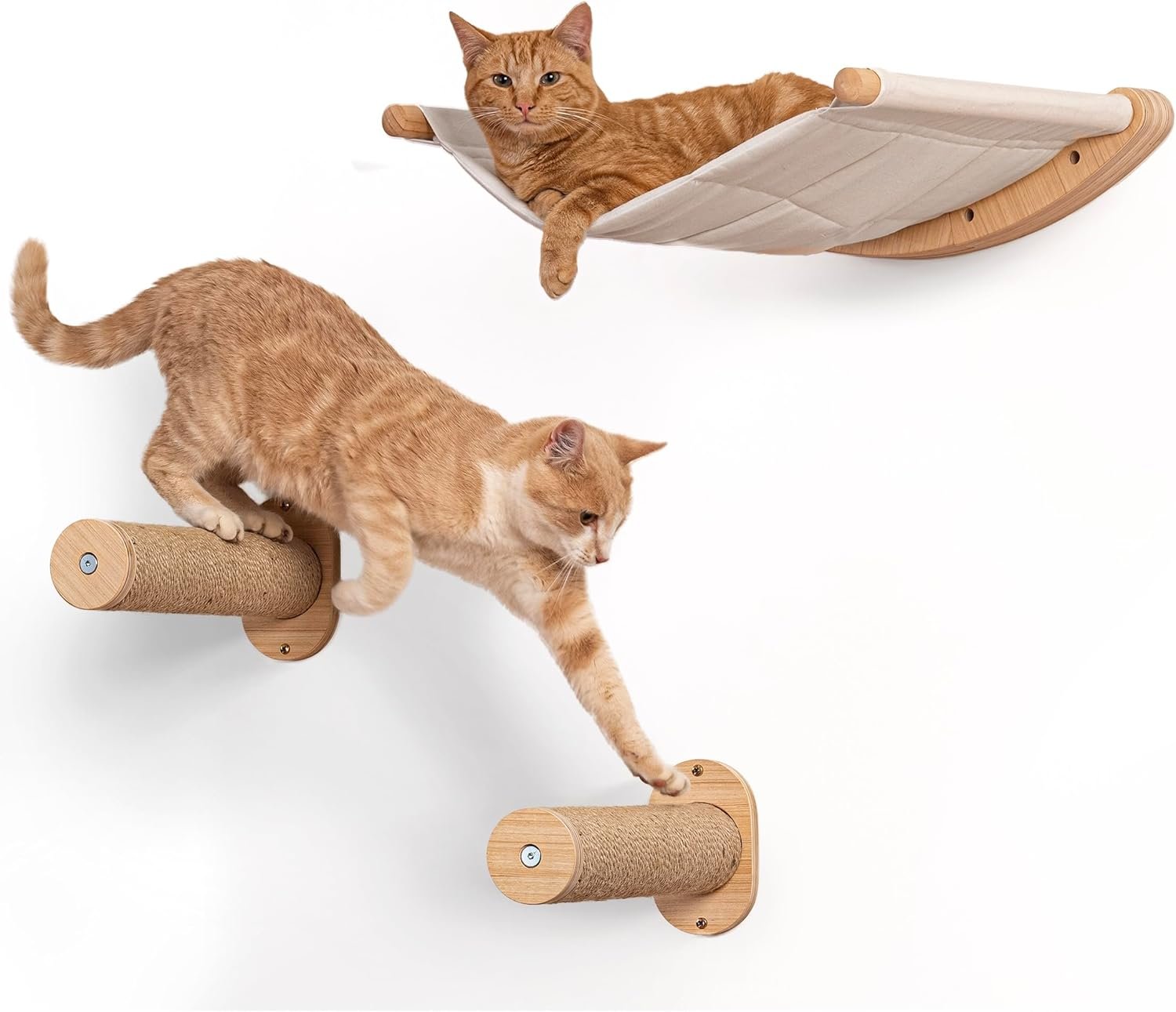 7 Ruby Road Alto Cat Wall Hammock Set — Wall Mounted Cat Shelves & Furniture with Climbing Steps for Large Cats, Holds 35 lbs, Indoor Climbing & Lounging, Replaceable Cushion