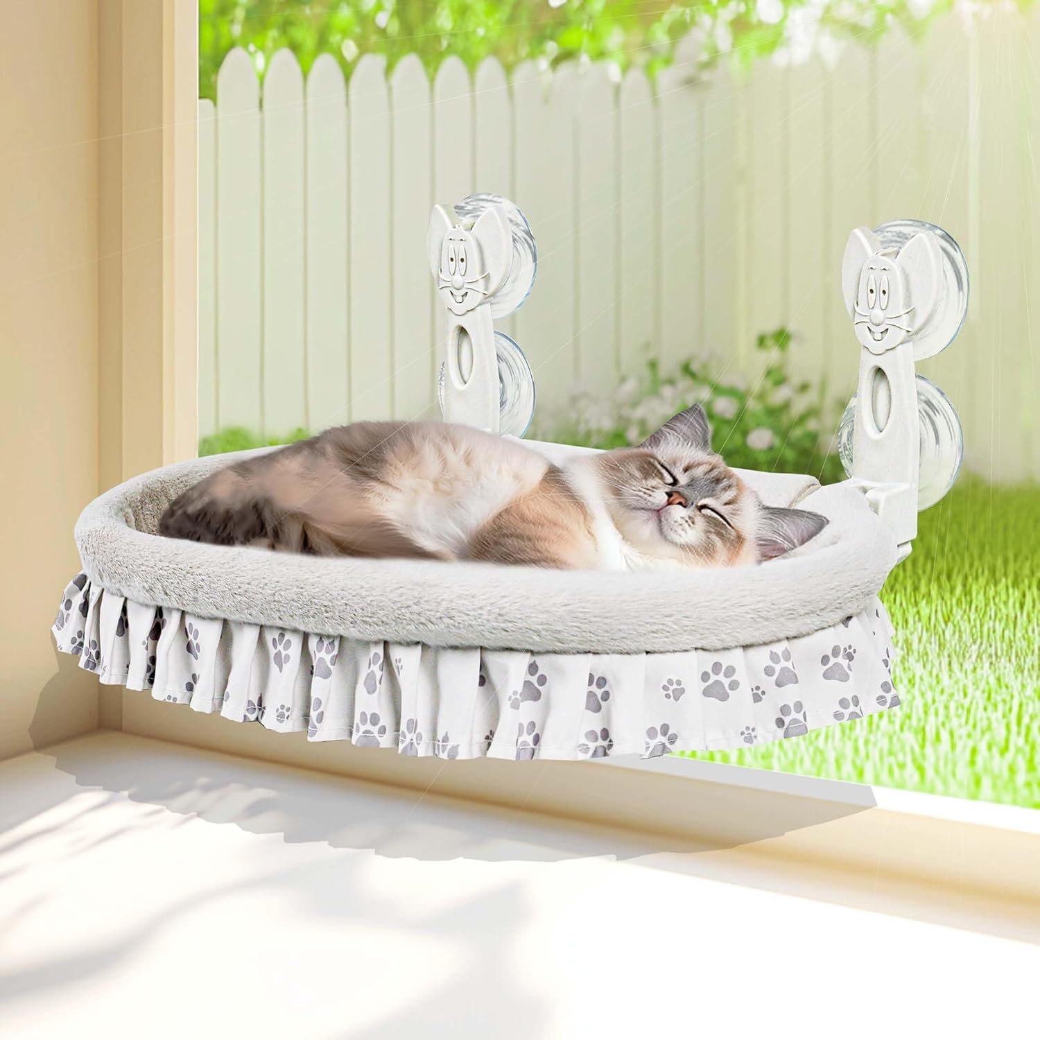 Cat Window Perch & Hammock – Exquisite Soft Wool Fleece, Safe & Comfortable Design with 4 Strong Suction Cups – Ideal for Large Cats (cat, Extra Large)