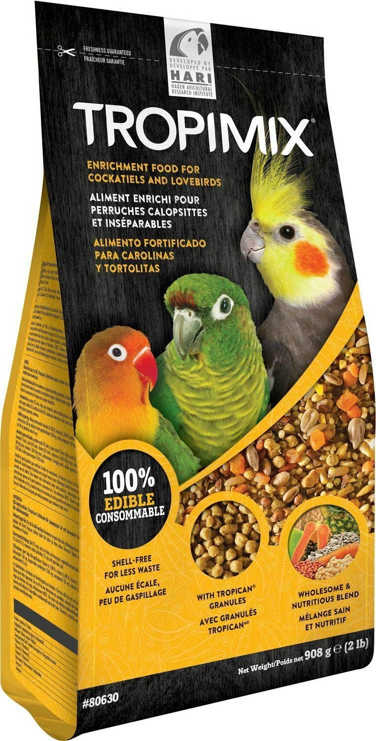 Hari Hagen Tropimix Enrichment Food for Cockatiels & Lovebirds, 2 lb. – HARI Parrot Food with Seeds, Fruit, Nuts, Vegetables, Grains, and Legumes