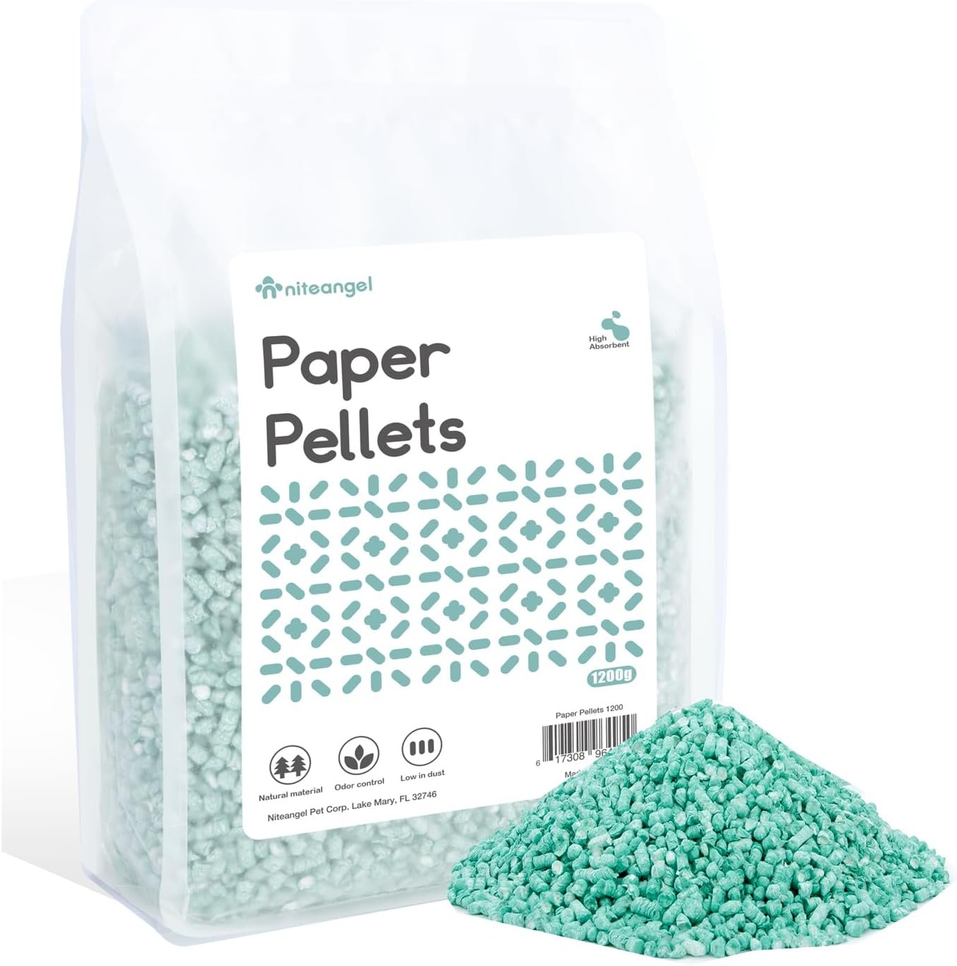 Niteangel Hamster Paper Pellets Bedding 1.8LB / 850g Small Aninam Bedding for Syrian Dwarf Hamsters Gerbils Mice Mouse Lemming Degus or Other Small-Sized Pets (Moss Green)
