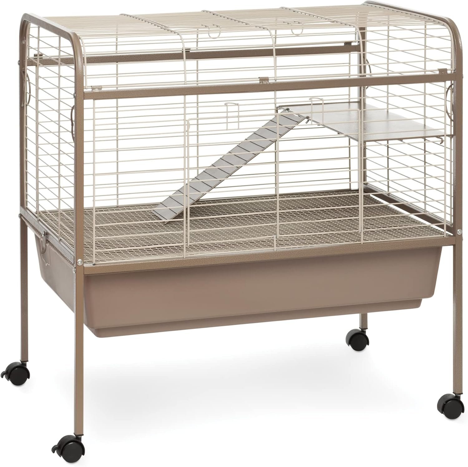 Prevue Pet Products Small Animal Cage – Rolling Enclosure for Small Rabbits, Guinea Pigs, Chinchillas, and Other Small Animals, Indoor and Outdoor Use, Tight Wire Spacing – Coco/White