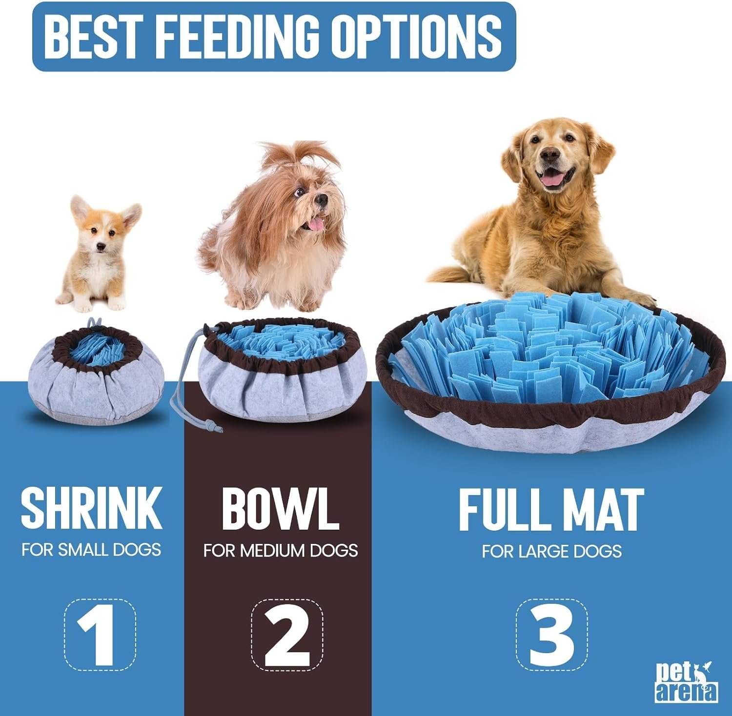 PET ARENA Snuffle Mat for Dogs – Adjustable Interactive Puzzle Toy for Large & Small Breed Slow Feeder for Mental Stimulation & Stress Relief Encourages Natural Foraging Ideal for Indoor & Outdoor Use