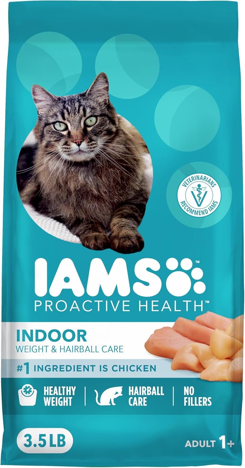 IAMS Dry Food Proactive Health Indoor Weight and Hairball Care Dry Cat Food, 3.5 Pound