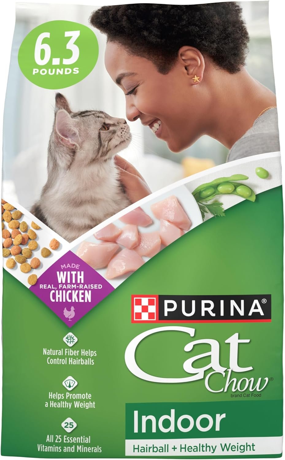 Purina Cat Chow Indoor Dry Cat Food, Hairball + Healthy Weight – 6.3 lb. Bag