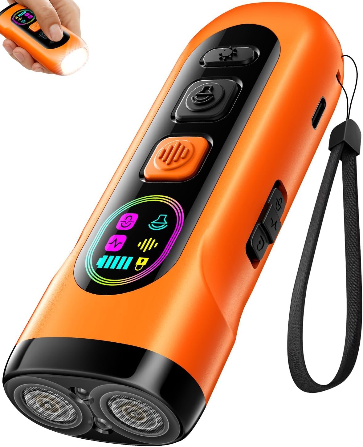 SEDULAN Dog Bark Deterrent Devices Anti Barking Device for Dogs Ultrasonic Bark Stopper Portable Dog Training Tool Indoor Outdoor Up to 50ft Correct Bad Behavior of Own or Neighbor’s Dog (Orange)