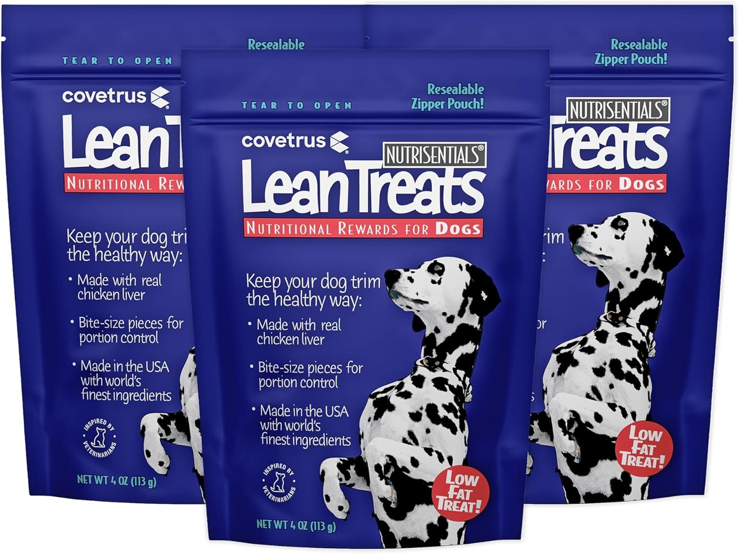 Covetrus Nutrisential Lean Treats for Dogs – Small, Medium & Large Dogs (K9) – Nutritional Low Fat, Bite-Size – Soft Chicken Flavor – Chicken Flavor – 3 Pack – 4oz