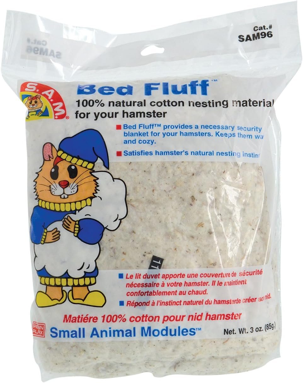 Penn-Plax Bed Fluff- Natural Animal Bedding – 100% Cotton Nesting Material – for Hamsters and Small Animals – 3 Ounces