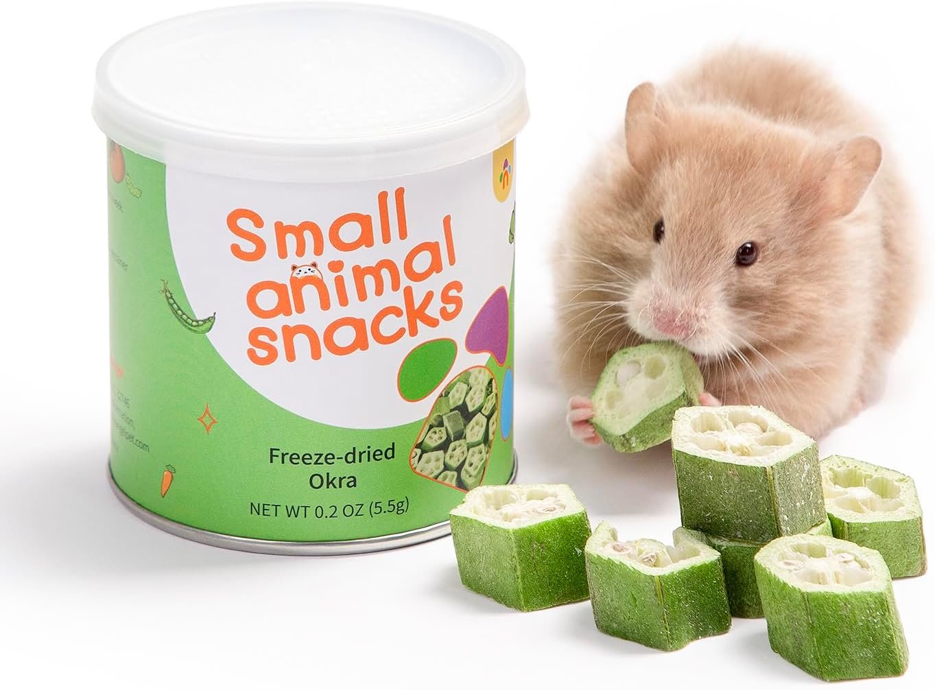 Niteangel Hamster Snack & Treats Toy – Small Animal Natural Treat for Dwarf Syrian Robo Hamsters Gerbils Mice Degus or Other Small-Sized Pets (Freeze-Dried Okra – 0.2oz (5.5g))