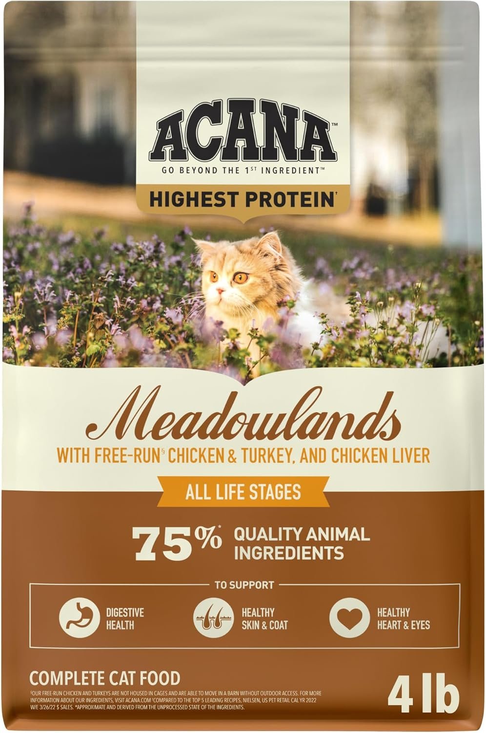 ACANA Grain-free Dry Cat Food Meadowlands Chicken Turkey Fish and Cage-Free Eggs 4lb Bag