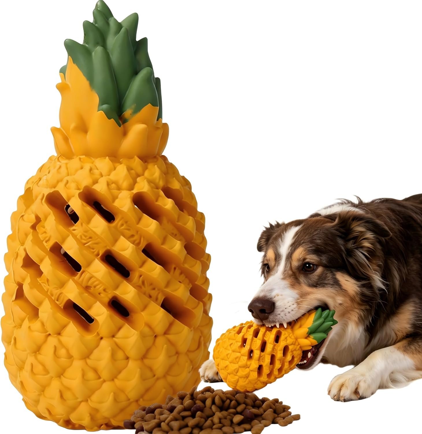 M.C.works Dog Toy Made for Aggressive Chewers, Good for Dental Health, Indestructible Pineapple Be Used for Training, Tough Treat Dispenser Toys and Easy to Clean(Giant)