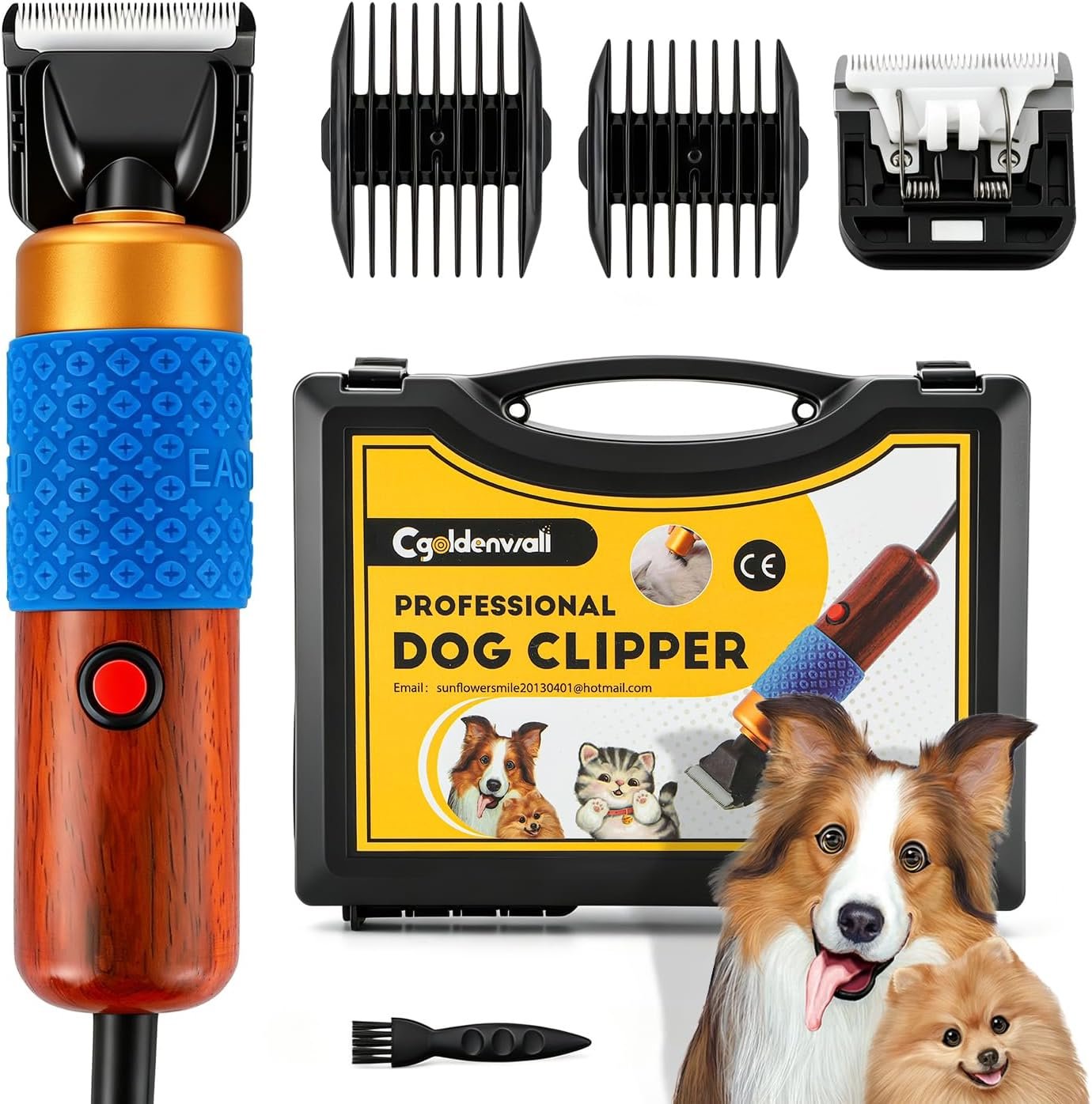 CGOLDENWALL Dog Hair Clipper for Grooming 200W Pet Clipper Kit with Spare Blade, Low Noise&Vibration, Animal Grooming Trimmer for Cat Sheep Dog 110-240V