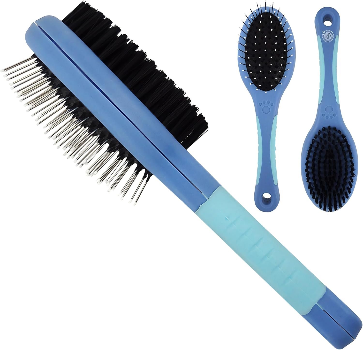 American Kennel Club AKC Pet Grooming Brush for Dogs and Cats – 2-in-1 Deshedding and Detangling Brush with Dense Nylon Bristles, Removes Loose Hair for Short and Long Coat Dogs and All Breeds