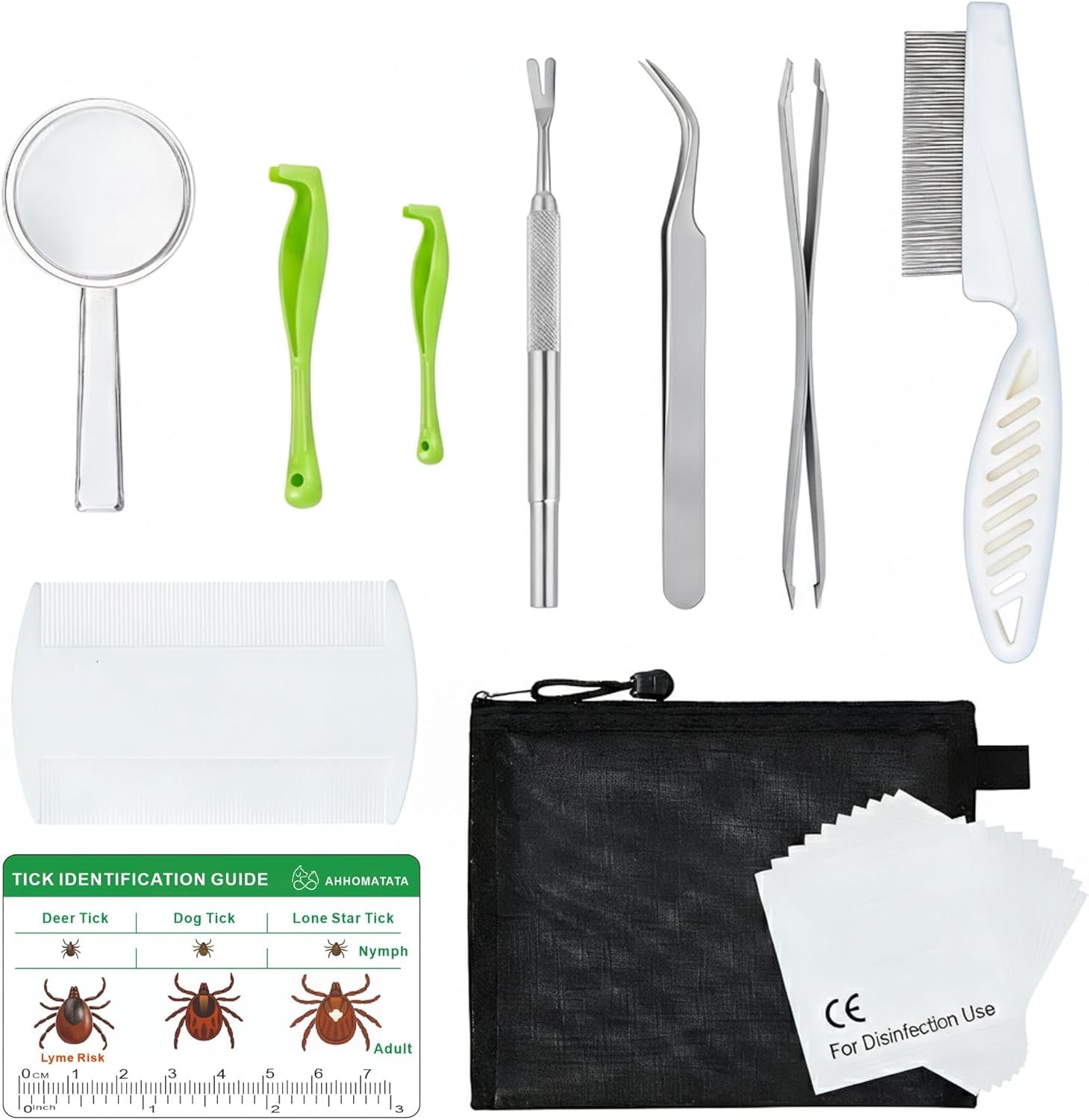 Tick Removal Tool & Twister Kit for Dogs, Cats & Humans, 10-in-1 Stainless Steel Tick Removers & Tick Puller Set – Professional Tick Tweezers Tool for Camping, Hiking & Dog Tick Remover