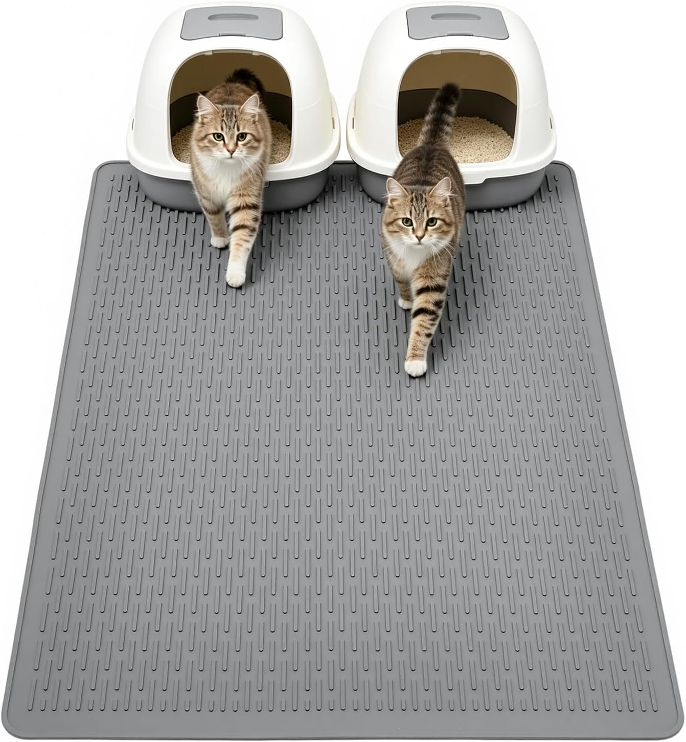 Large Cat Litter Mat 39×27 Inch XL, Waterproof Litter Box Mat with Raised Edges & Textured Surface, Rubber Litter Catcher Mat Washable, Easy Clean Kitty Litter Mat for Multiple Cats
