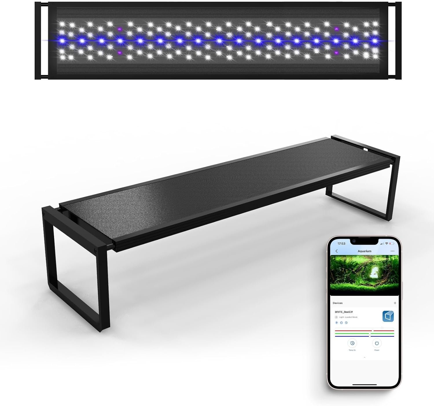 FZONE Aquarium Light for Plants, 60W LED Fish Tank Light for 35-43″, Full Spectrum with APP Control, Timer & Sunrise/Sunset (Light 90)