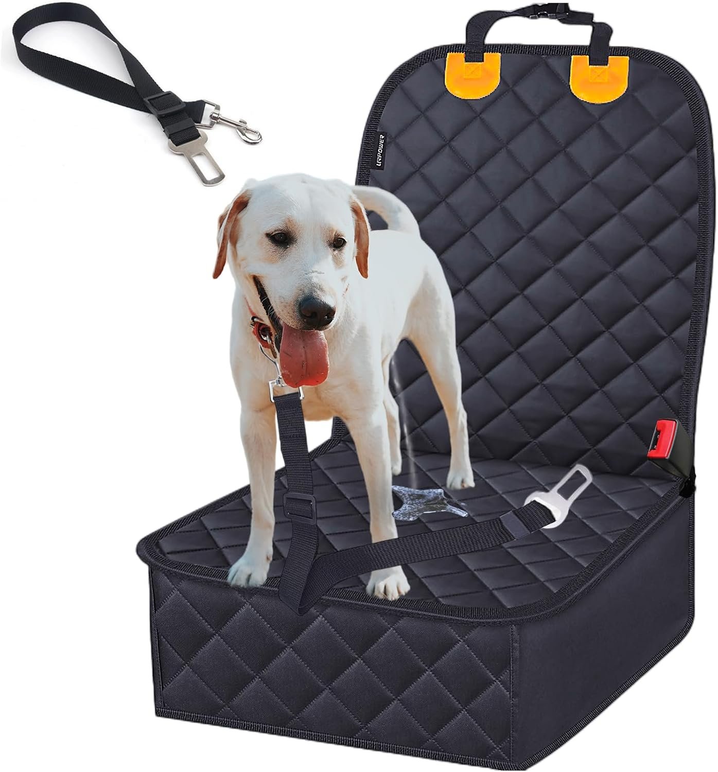 Dog Car Seat Cover for Front Seat, Scratchproof Car Seat Cover for Dogs, 100% Waterproof,with Dog Harness, Anti-Slip, Wear Resistance Fit for Cars, Trucks, SUVs, Jeeps. (Color : Black)