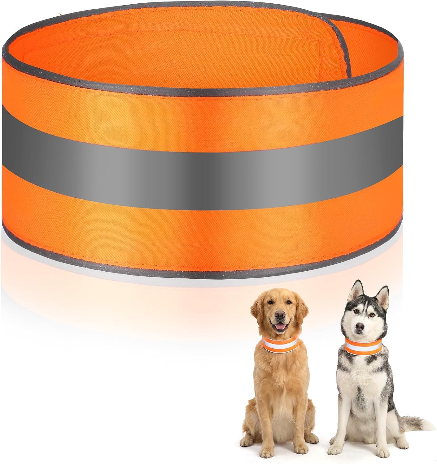 Reflective Dog Collar, Blaze Orange High Visibility Pet Collars Adjustable Pet Collars with Quick Release Fastener Safe Comfortable Dog Walking Accessories for Small Medium Large Pets
