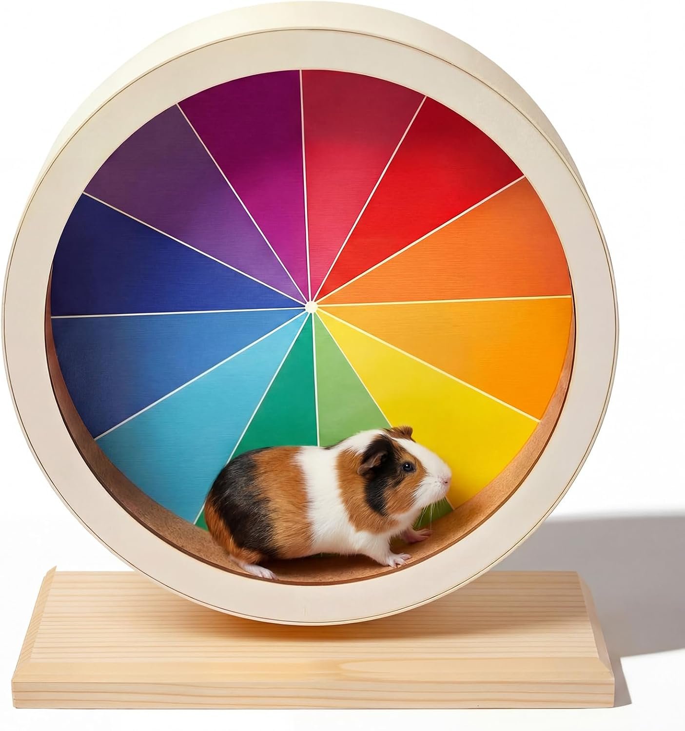 Geelin 9 Inch Hamster Wooden Silent Wheel, Rainbow Printed Small Animal Exercise Wheel, Quiet Spinner Hamster Running Wheels Prevent Depression Toys for Hamsters, Gerbils, Mice and Other Small Pets